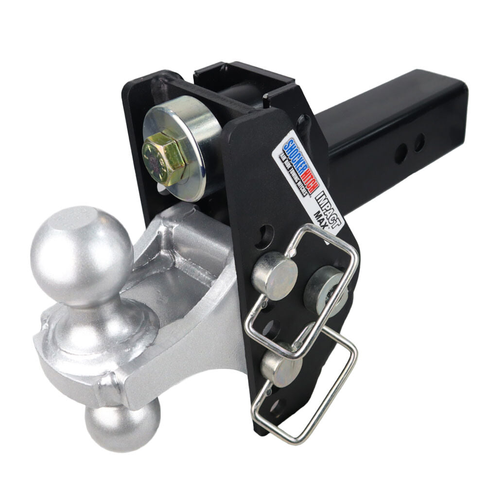 20K Impact Max 2.5 Inch Cushion Hitch & Silver Combo Ball Mount with 2 Inch & 2-5/16 Inch Hitch Balls SH-C125-340