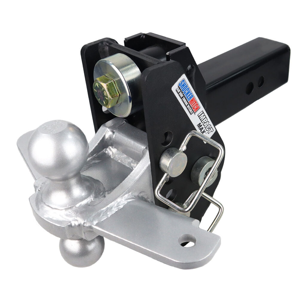 20K Impact Max 2.5 Inch Cushion Hitch & Silver Combo Sway Bar Tab Ball Mount 2 Inch & 2-5/16 Inch Hitch Balls SH-C125-340SC