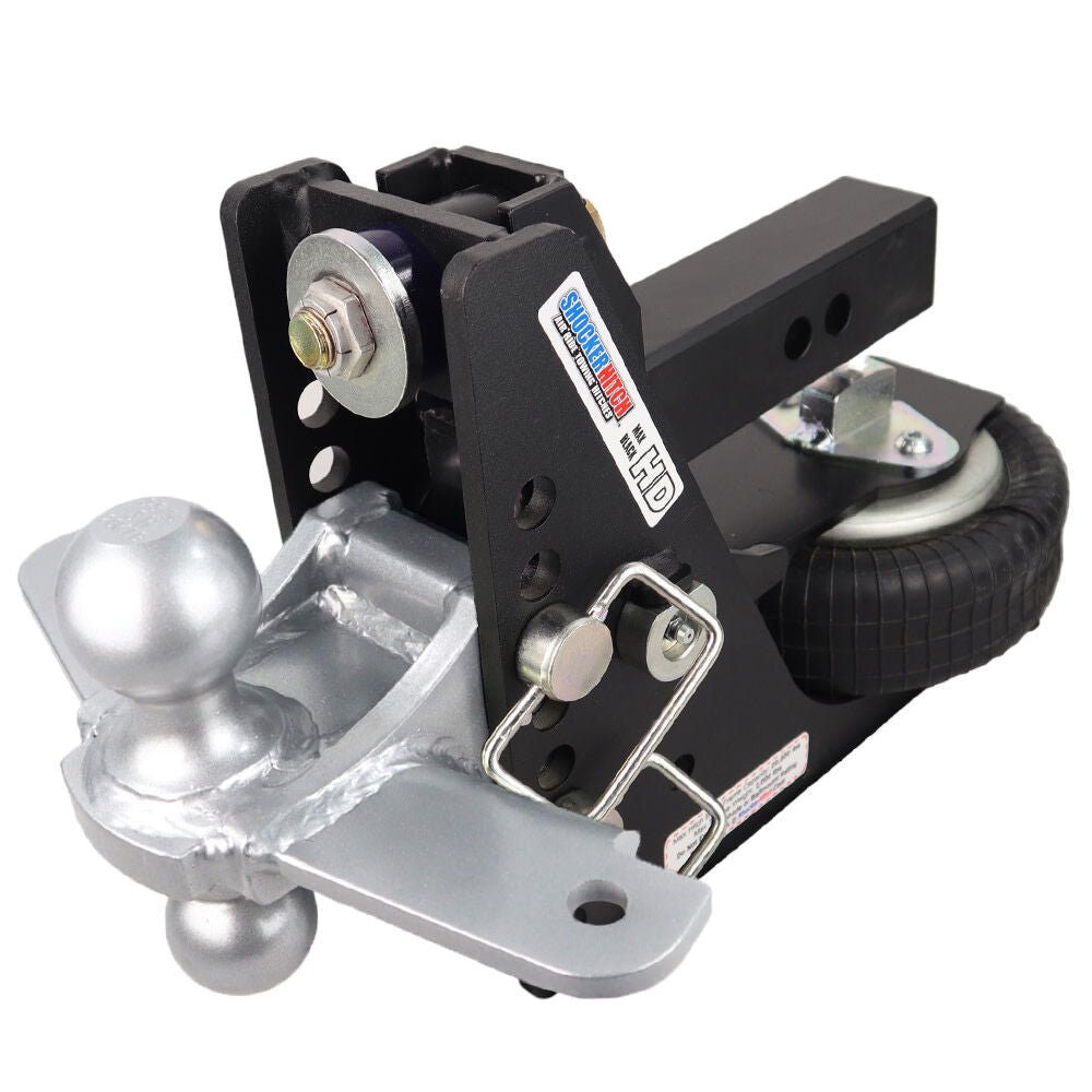 HD 20K Max Black 2 Inch Air Receiver Hitch & Silver Combo Sway Bar Tab Ball Mount 2 Inch & 2-5/16 Inch Hitch Balls SH-HDMB620-200SC