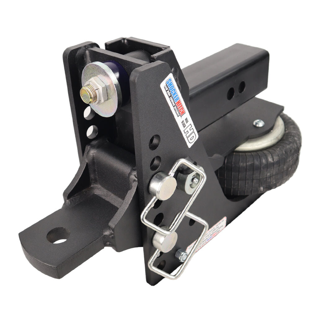 HD 20K Max Black 2.5 Inch Air Receiver Hitch & Drawbar with 1 Inch Hole SH-HDMB650-250