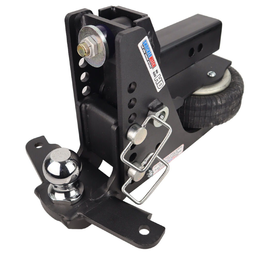 HD 20K Max Black 2.5 Inch Air Receiver Hitch & Drop Sway Bar Tab Ball Mount 2-5/16 Inch Hitch Balls SH-HDMB640-250-25SC