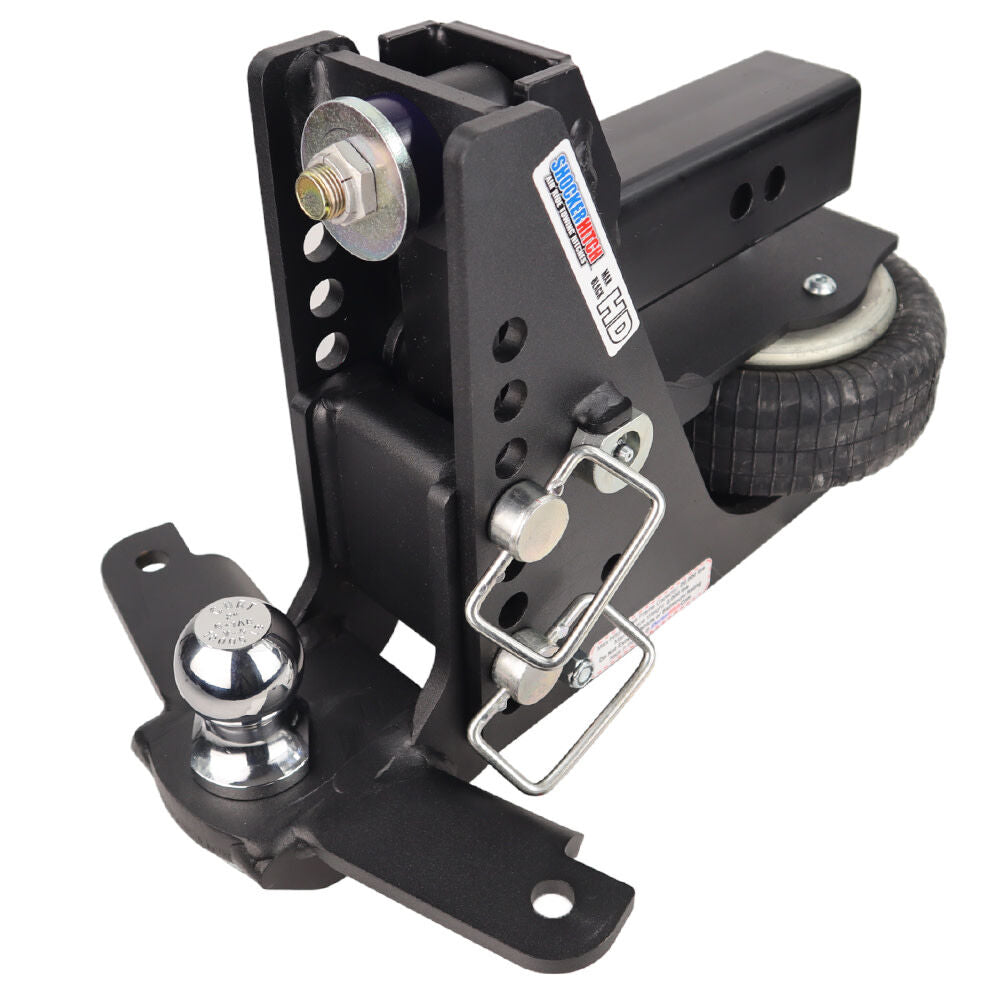 HD 20K Max Black 2.5 Inch Air Receiver Hitch & Drop Sway Bar Tab Ball Mount 2 Inch Hitch Balls SH-HDMB640-250-2SC