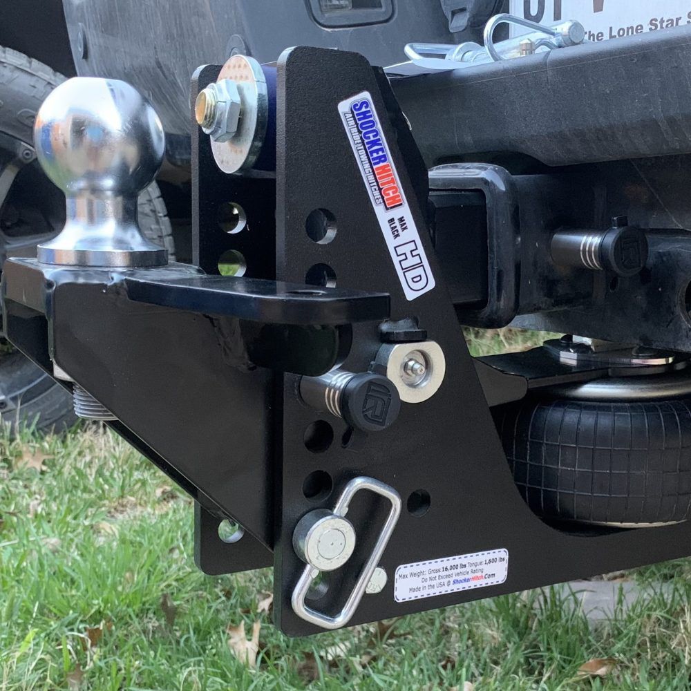 HD 20K Max Black 2.5 Inch Air Receiver Hitch & Raised Sway Bar Tab Ball Mount 2-5/16 Inch Hitch Balls SH-HDMB610-250-25SC