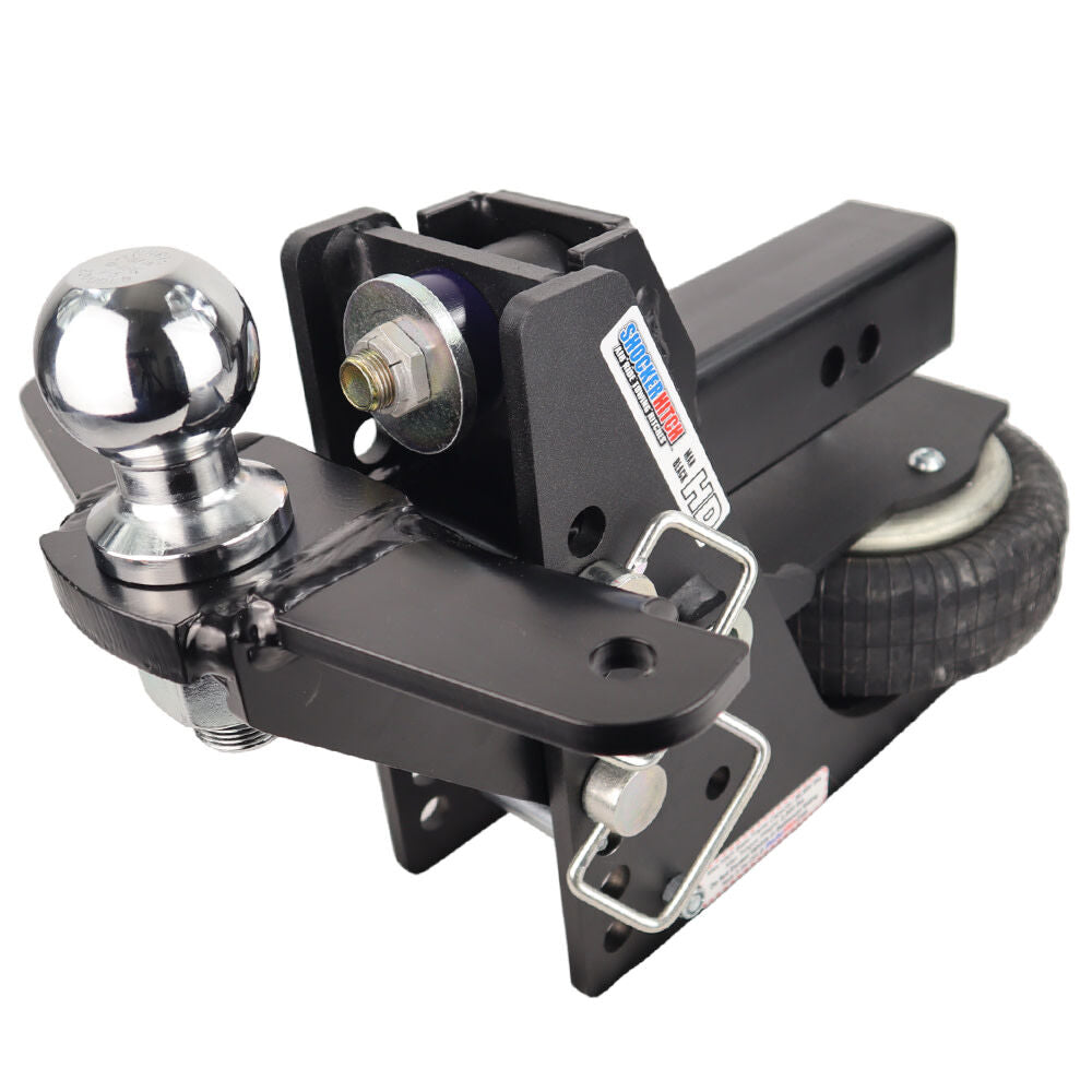 HD 20K Max Black 2.5 Inch Air Receiver Hitch & Raised Sway Bar Tab Ball Mount 2-5/16 Inch Hitch Balls SH-HDMB610-250-25SC