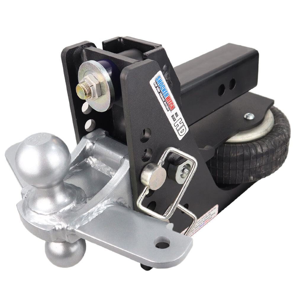 HD 20K Max Black 2.5 Inch Air Receiver Hitch & Silver Combo Sway Bar Tab Ball Mount 2 Inch & 2-5/16 Inch Hitch Balls SH-HDMB620-250SC