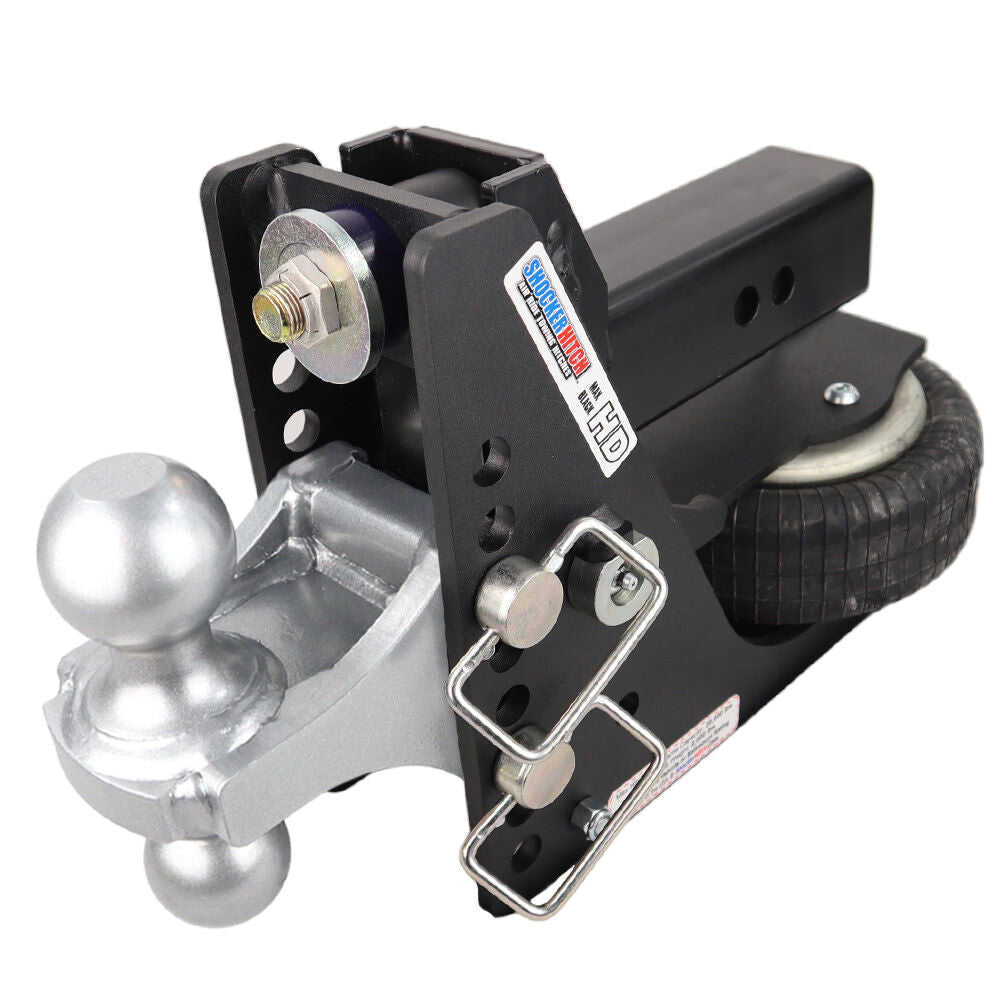 Shocker Hitch HD 20K Max Black 2.5in Receiver Hitch & Silver Combo Ball Mount with 2in & 2-5/16in Hitch Balls SH-HDMB620-250