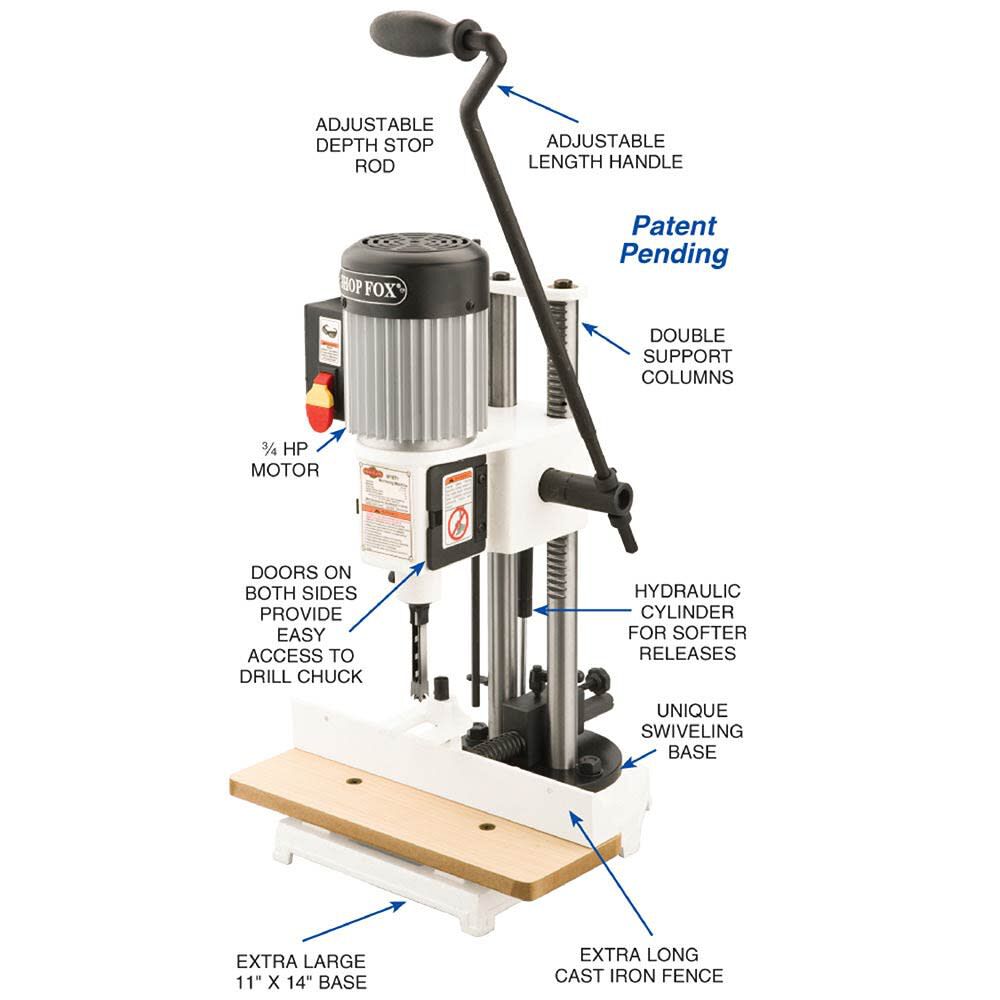 Fox 3/4 HP Heavy-Duty Benchtop Mortising Machine W1671