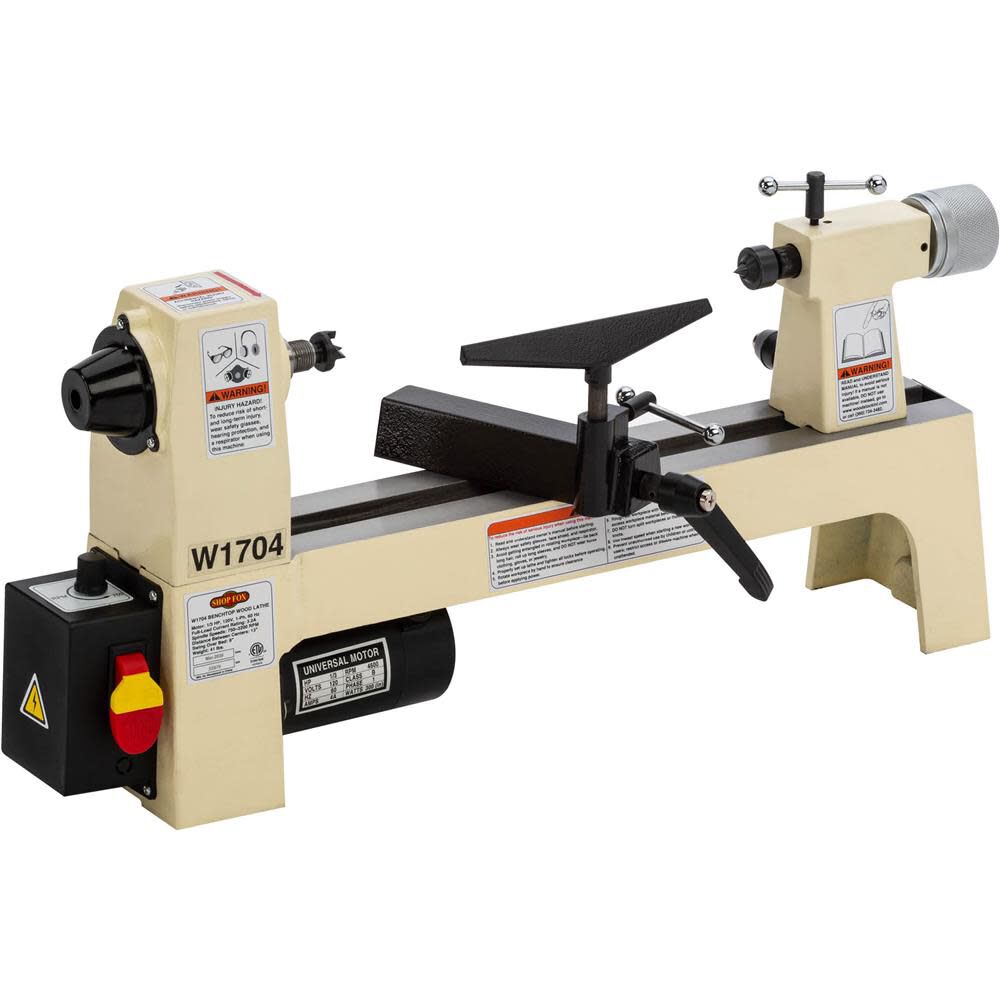 8in x 13in Benchtop Wood Lathe 110V 1/3HP 1 Phase W1704