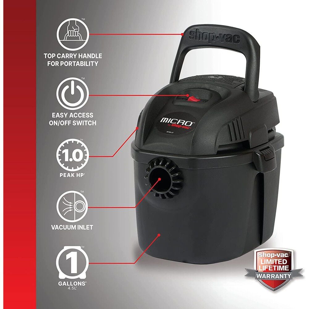 Micro Wet/Dry Vacuum 1 Gallon 1.0 Peak HP 2021005