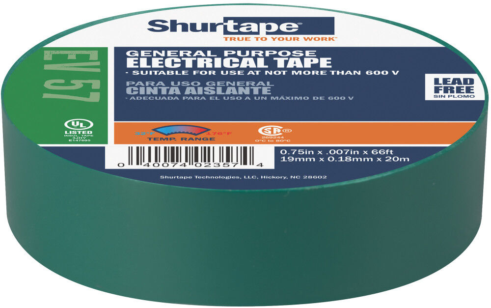 EV 57 Electrical Tape Green 3/4in x 66' 200785