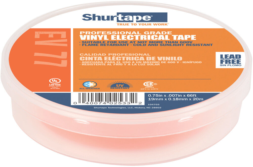 EV 77 Electrical Tape Orange 3/4in x 66' 104703