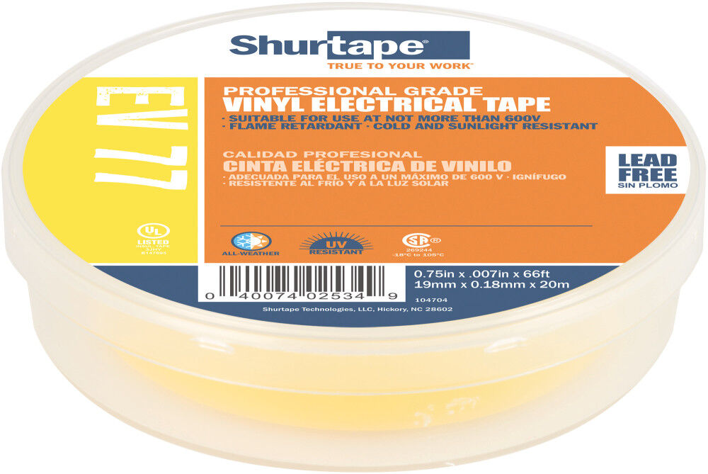 EV 77 Electrical Tape Yellow 3/4in x 66' 104704