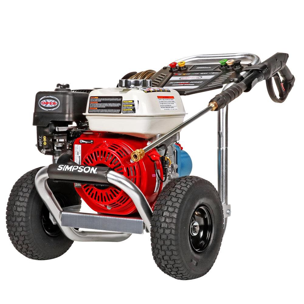 Aluminum 3400 PSI at 2.5 GPM HONDA GX200 with CAT Triplex Plunger Pump Cold Water Professional Gas Pressure Washer 60735