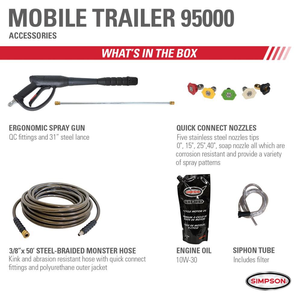 Cold Water Professional Gas Pressure Washer Trailer 3200 PSI 95000