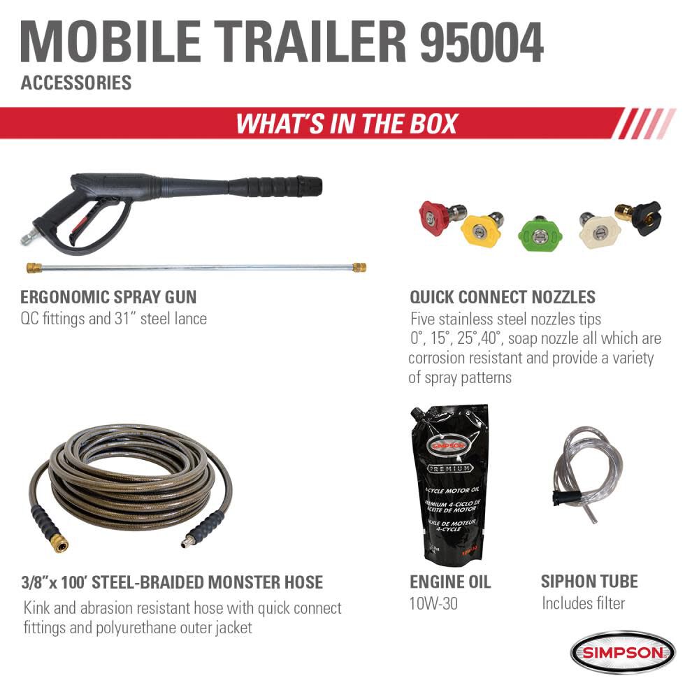 Cold Water Professional Gas Pressure Washer Trailer 4200 PSI - 49 State Certified 95004