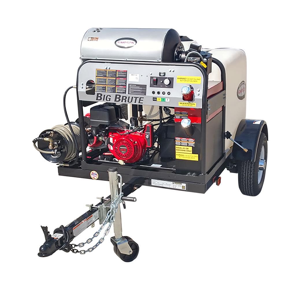 Hot Water Professional Gas Pressure Washer Trailer 4000 PSI 95005