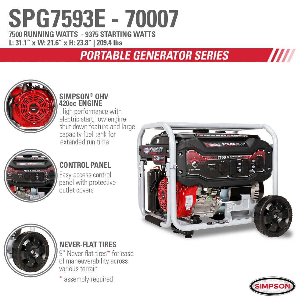 PowerShot Generator Portable 7500with 9375W SPG7593E