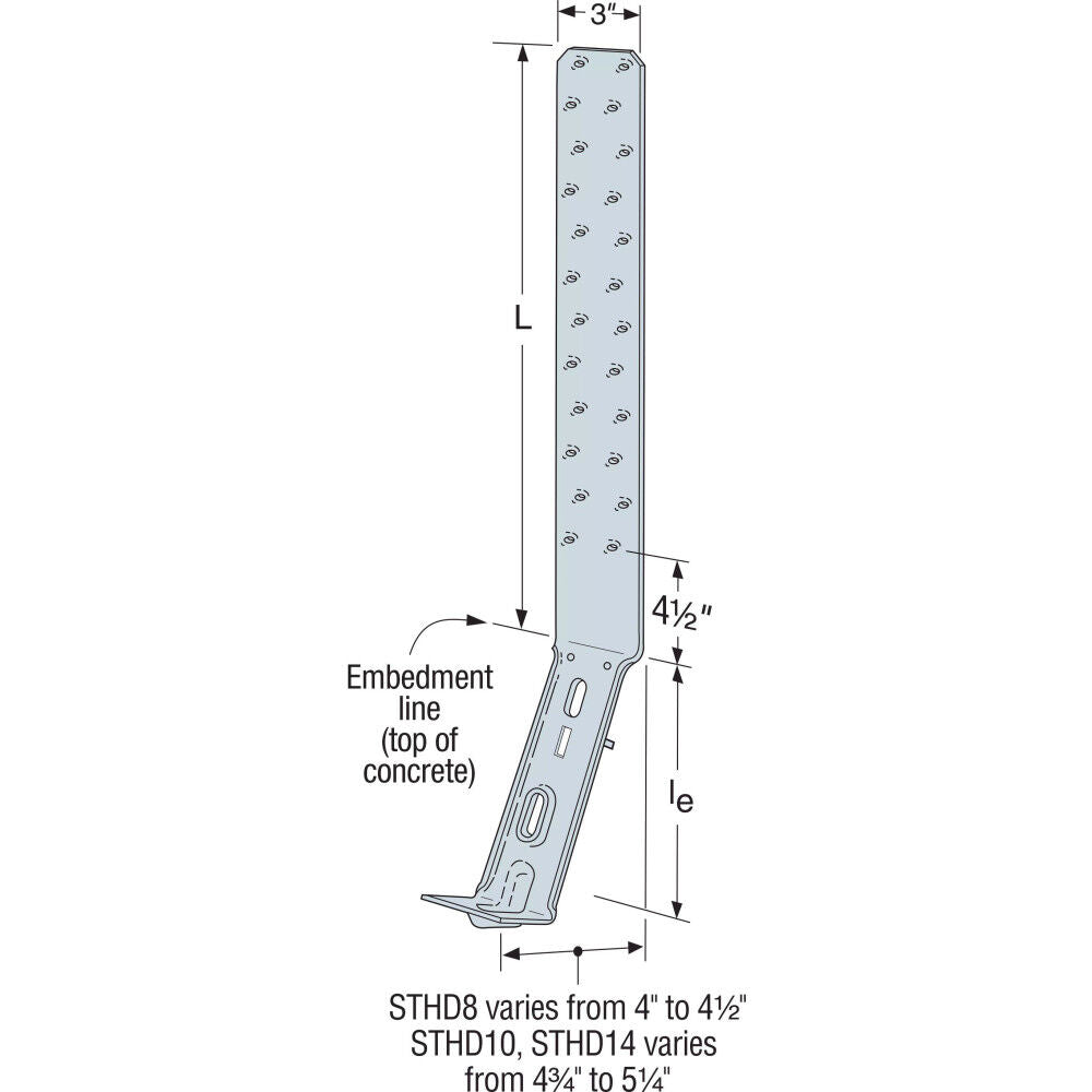 12 Gauge 3 x 26-1/8 In. Zinc Galvanized G90 Strap-Tie Holdown STHD14