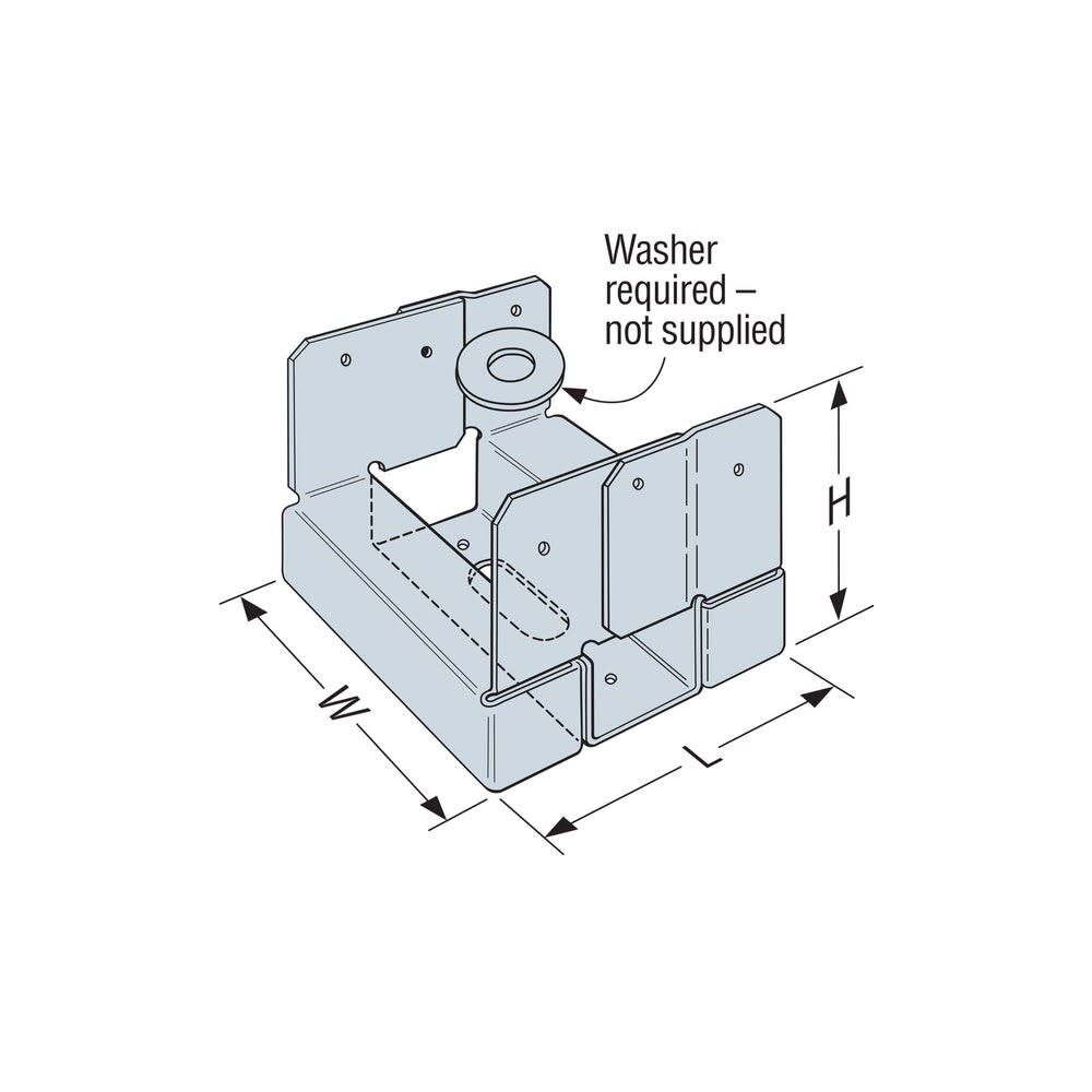 14 Gauge 6 x 6 ZMAX Coating ABA Adjustable Post Base ABA66Z