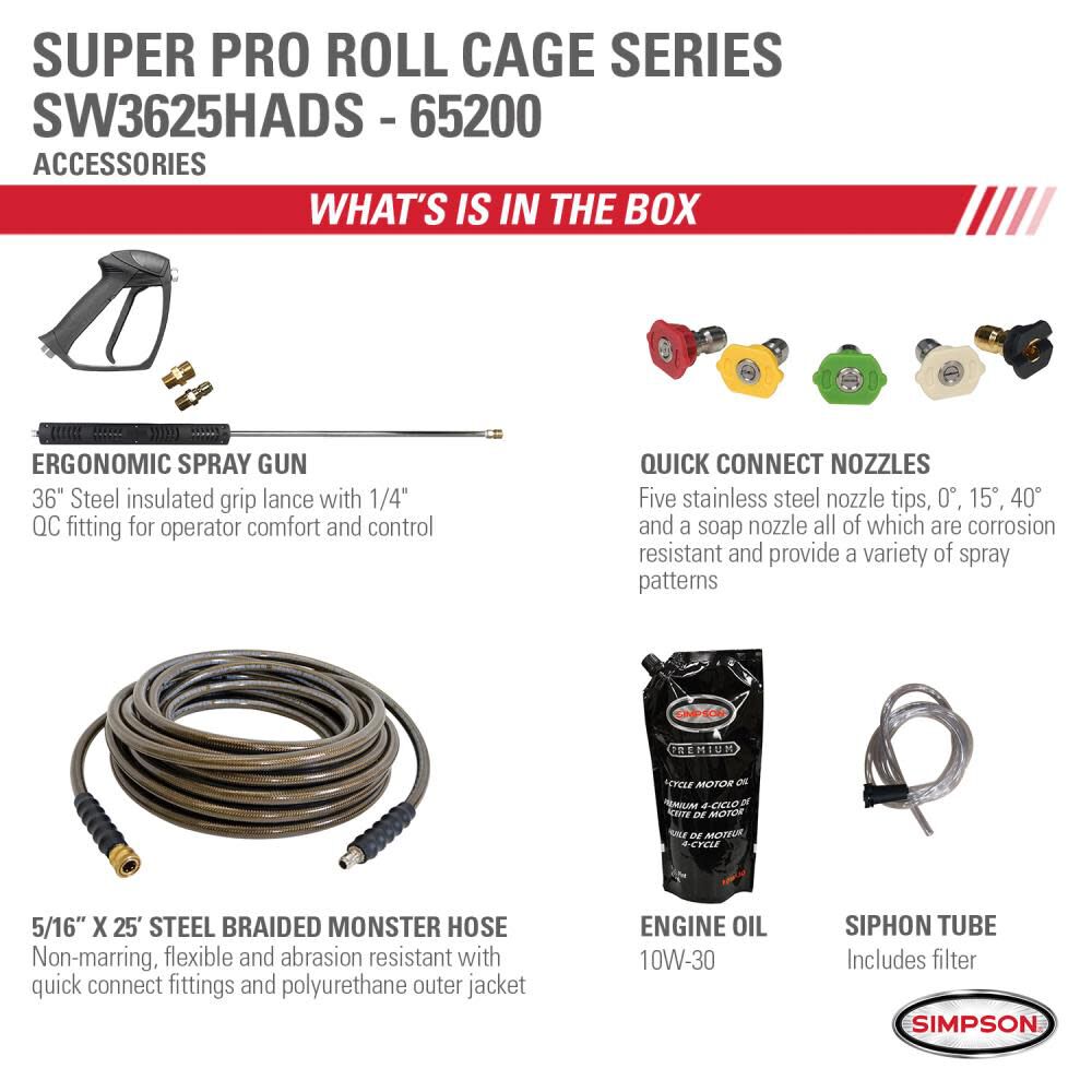 SuperPro Roll Cage Cold Water Professional Gas Pressure Washer 3600 PSI 65200