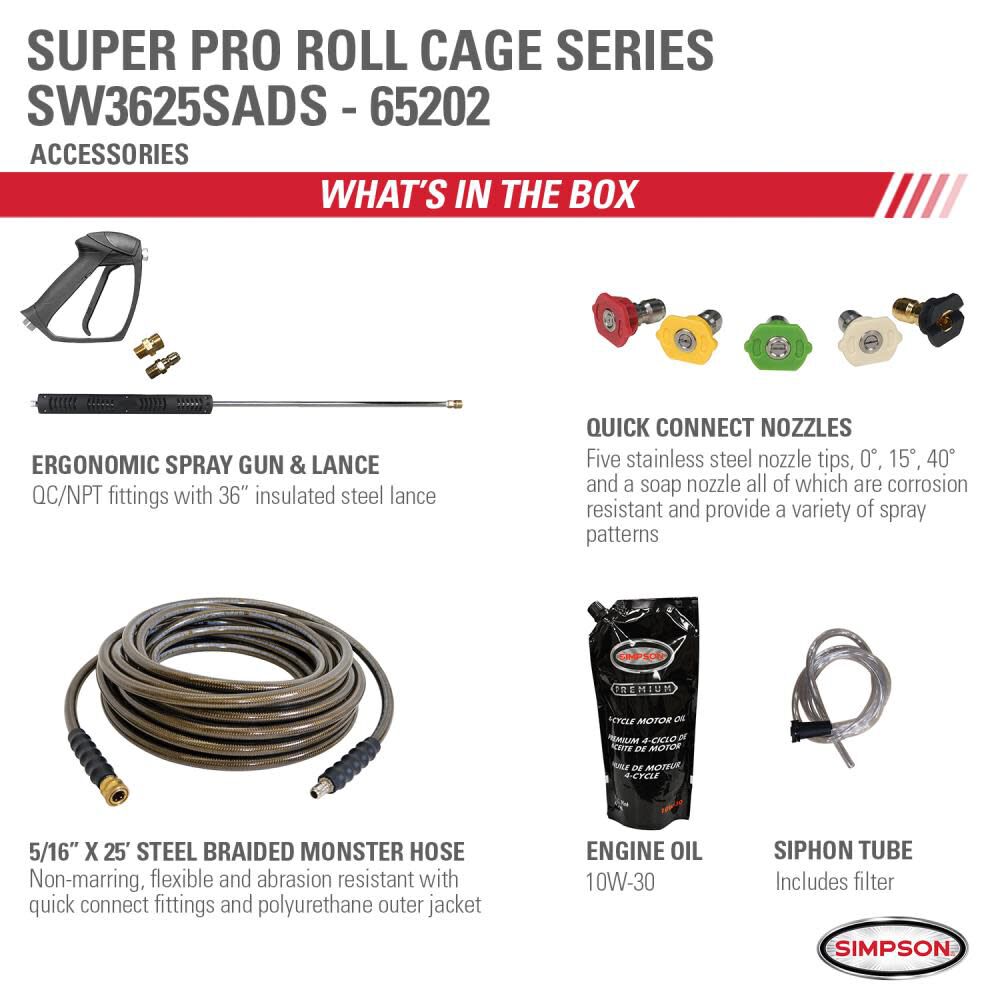 SuperPro Roll Cage Cold Water Professional Gas Pressure Washer 3600 PSI 65202