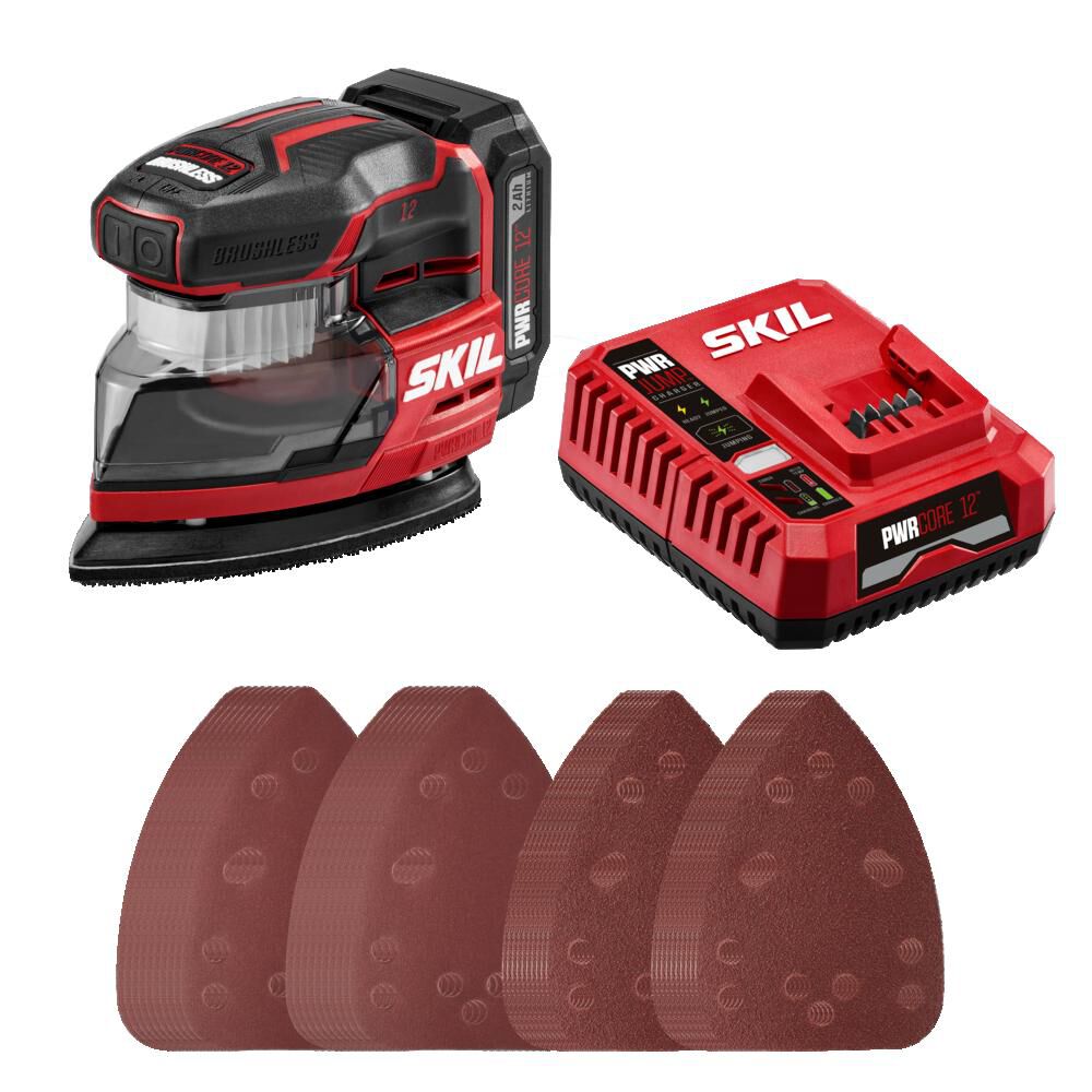 PWR CORE Compact 12-Volt Brushless Cordless Detail Sander with Dust Management (Battery Included) SR6608A-10