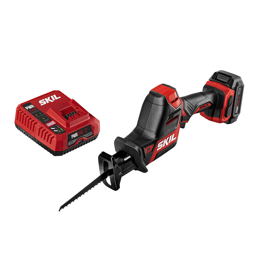 PWR CORE 12-volt 2-Amp Variable Speed Brushless Cordless Reciprocating Saw (Charger Included and Battery Included) RS582802