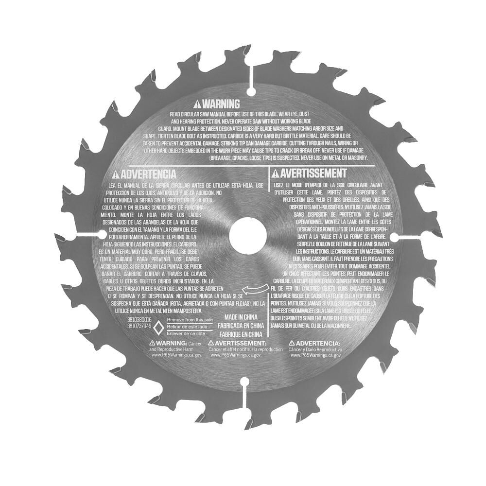 6-1/2-in 24-Tooth Rough Finish Tungsten Carbide-tipped Steel Circular Saw Blade CRB1002