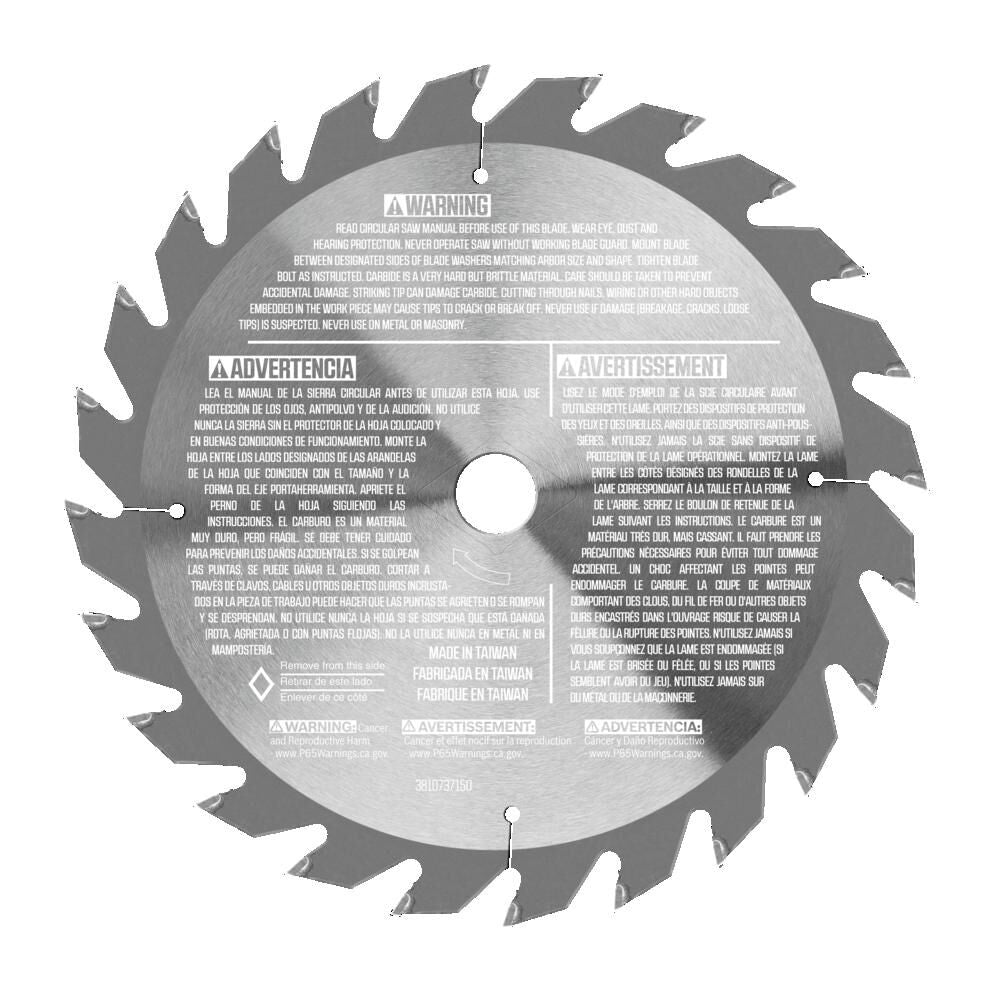 7-1/4 in 24-Tooth Carbide Tipped Circular Saw Blade 75724W