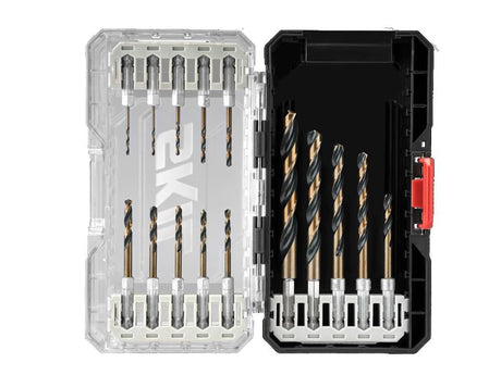 15-Piece Assorted Black and Gold Coated Hss Screw Machine Length Twist Drill Bit Set TDB5000