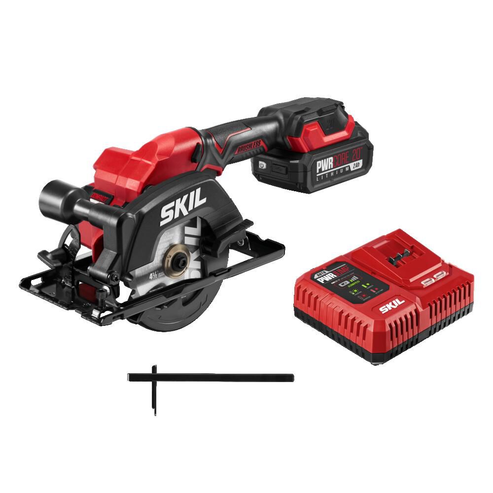 PWR CORE Compact 20-volt 4-1/2-in Brushless Cordless Circular Saw Kit (1-Battery & Charger Included) CR5435B-10