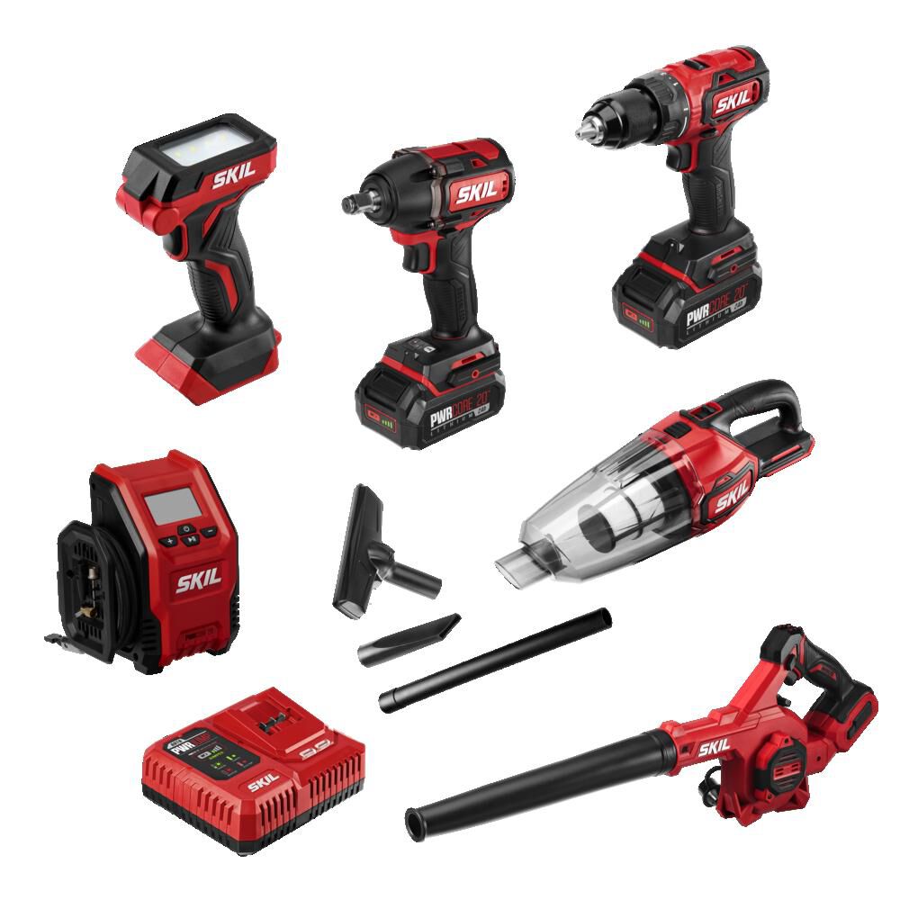 PWR CORE 20-volt 6-Tool Brushless Power Tool Combo Kit (2-Batteries Included and Charger Included) CB7489B-20