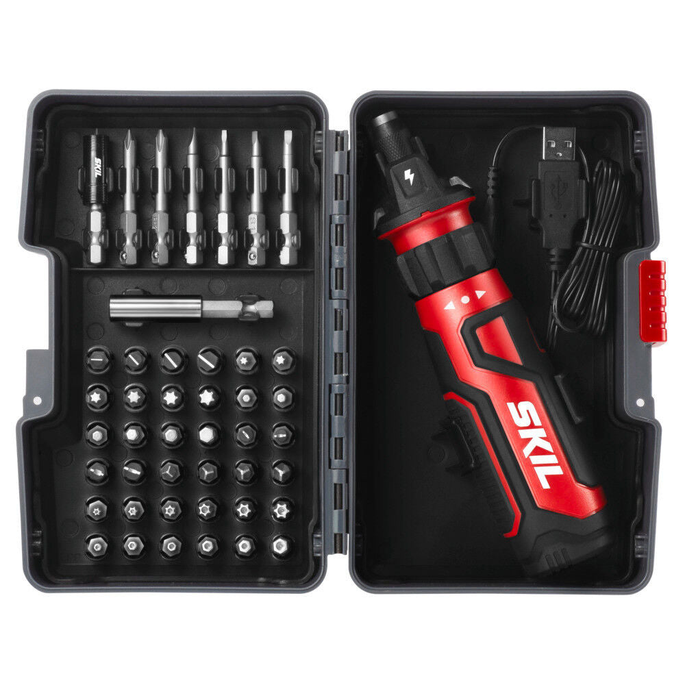 Rechargeable 4V Screwdriver with Circuit Sensor & 45 PC Bit Kit SD561204