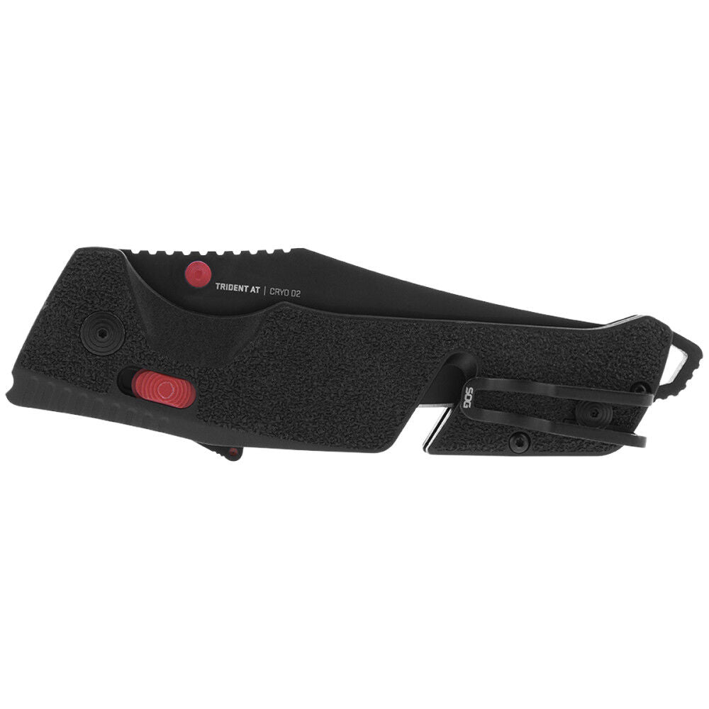 Trident Pocket Knife Black & Red Straight 3.75in Blade SOG-11-12-01-41