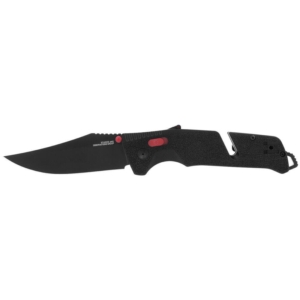 Trident Pocket Knife Black & Red Straight 3.75in Blade SOG-11-12-01-41