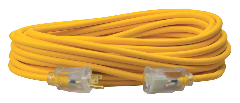 100' 14/3 SJEOOW Yellow Polar/Solar Extension Cord with Lighted End 1489SW0002