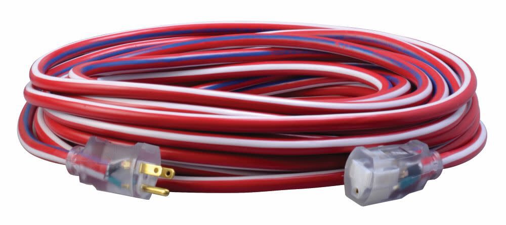 12/3 50 Ft. SJTW Made in the USA Red/White/Blue Extension Cord 2548SWUSA1