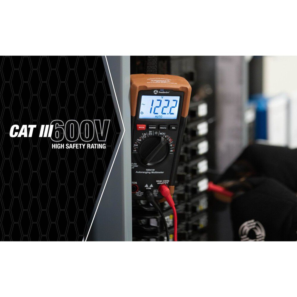 600V Cat III 12-Function Auto-Ranging Multimeter 10041N