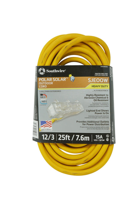 Cold Weather 3 Outlet Extension Cord 12/3 25' 3487SW0002