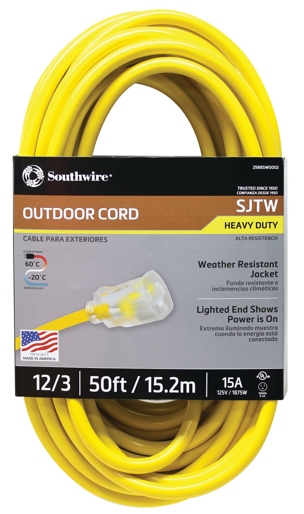 Outdoor Extension Cord 12/3 SJTW 50' 2588SW0002