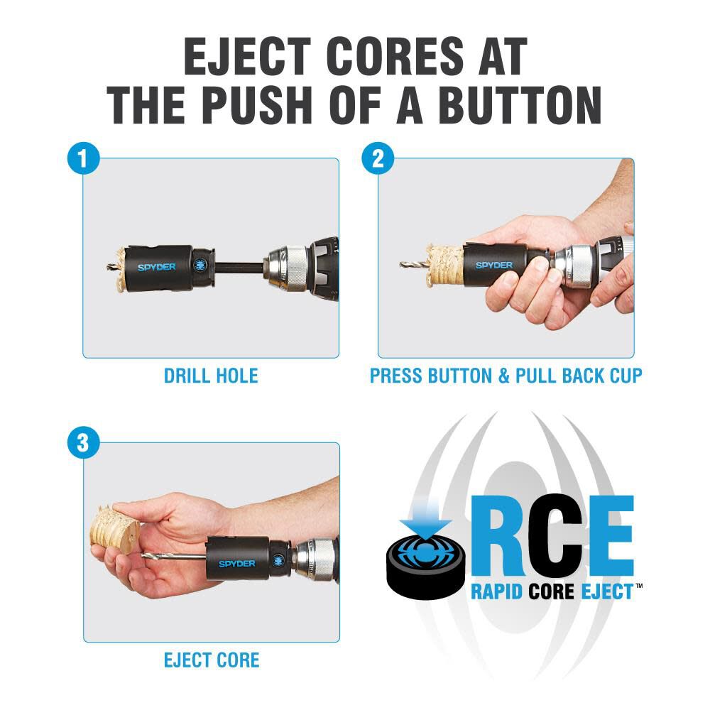 1/2-in Rapid Core Eject Quick Change Steel/Tungsten Carbide Hole Saw Arbor 600635P