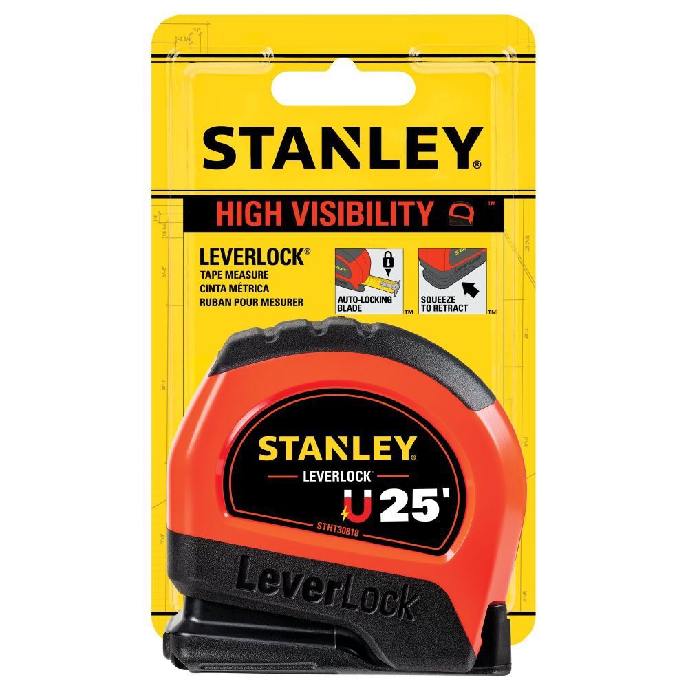 25ft High Visibility Magnetic LEVERLOCK Tape Measure STHT30818S