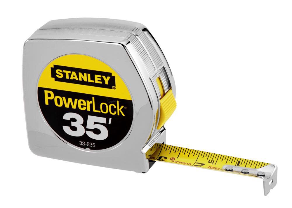 35Ft x 1In Chrome Case PowerLock Classic Tape Measure 33-835