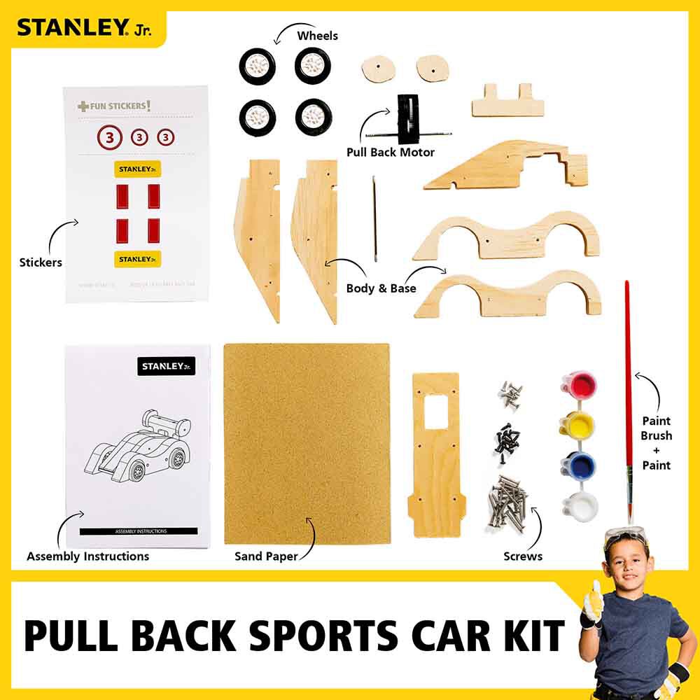 Pull-Back Sports Car Kit & 5-Piece Tool Set STJK030-T05-SY