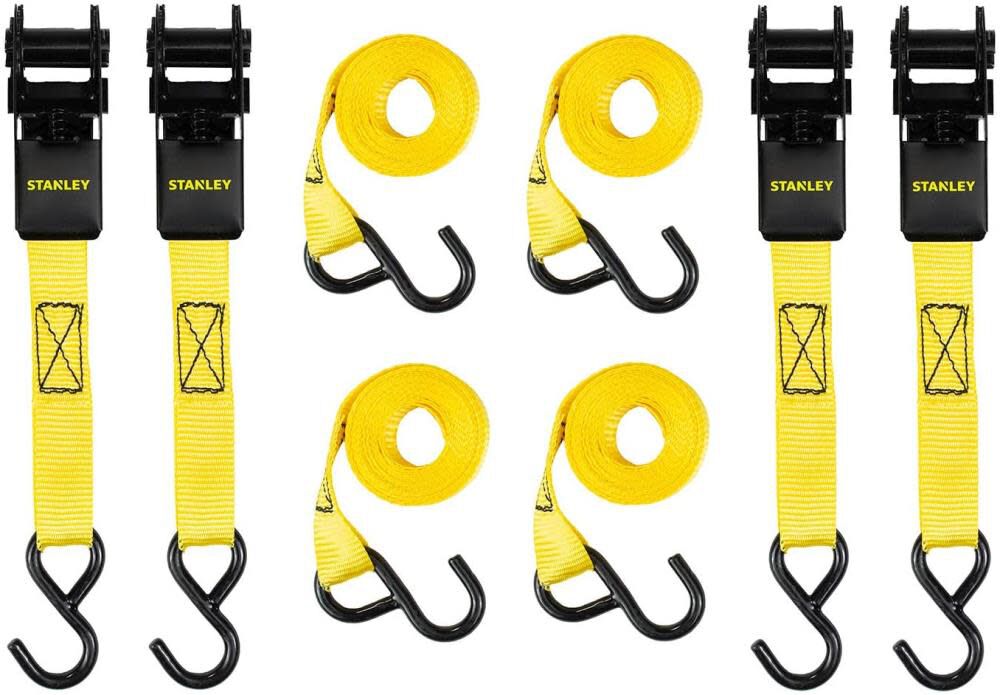 Ratchet Straps 1in x 10' 900 lb Break Strength Light Cargo Hauling 4pk S9500