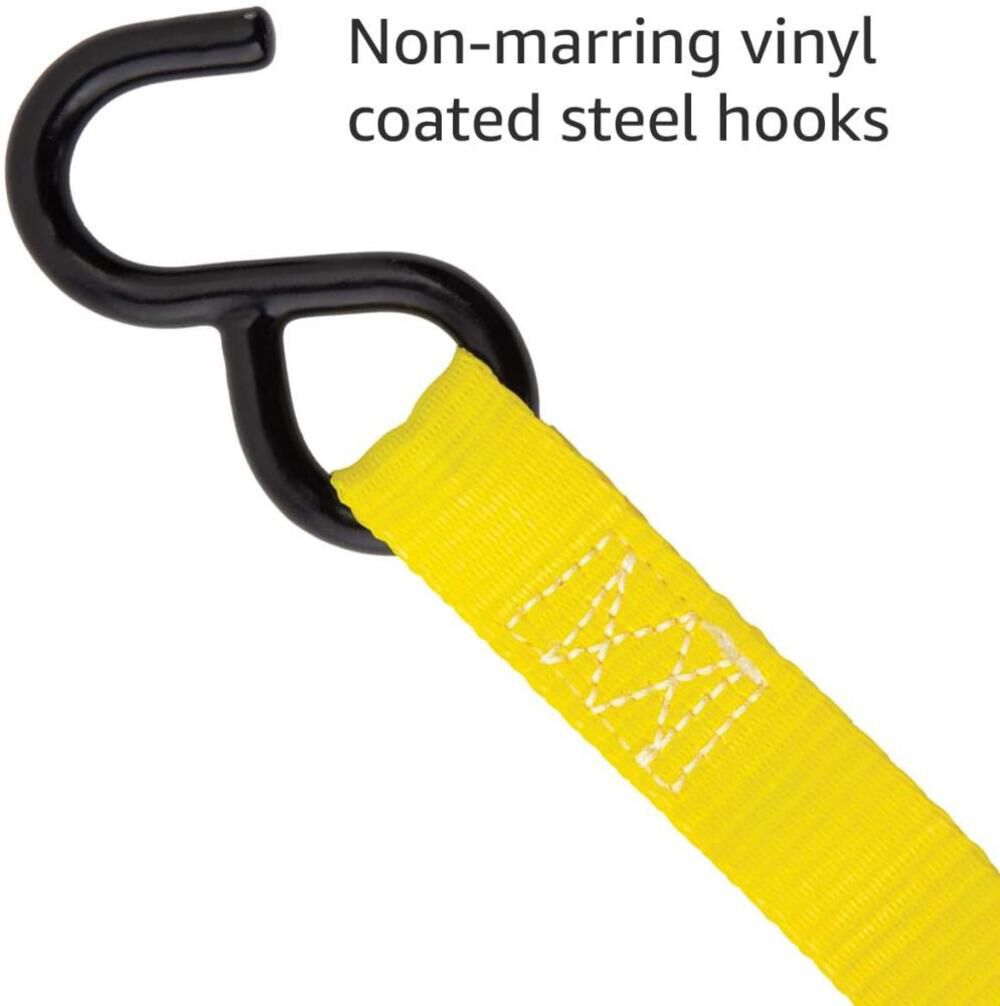 S2002 Enclosed Cam Buckle Cargo Tie Down Straps 1in x 10' 1200 lbs Break Strength 4pk S2002