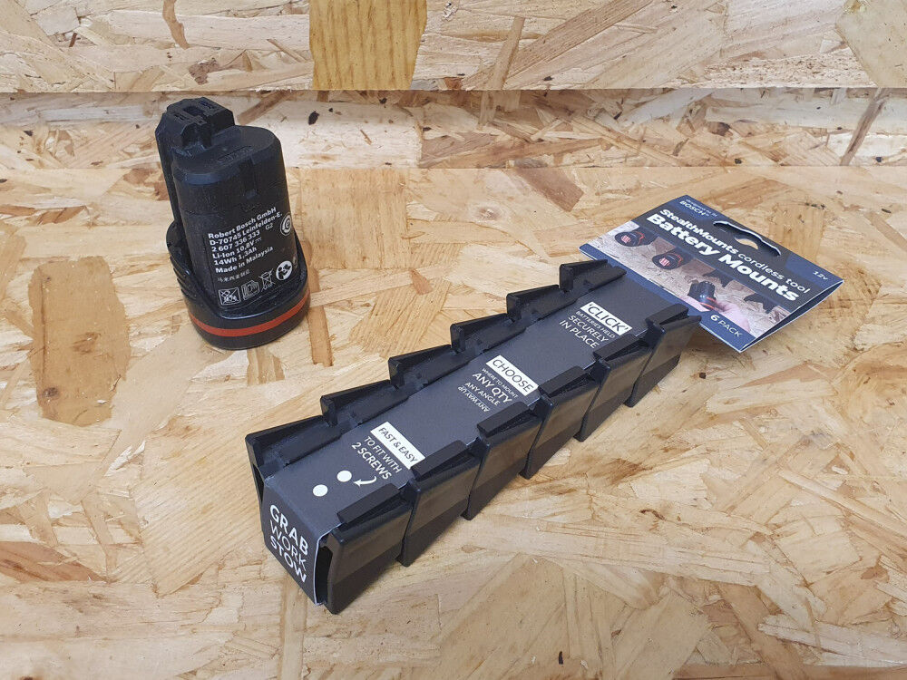 Battery Mounts for Bosch 10.9/12v 6pk Black BM-BO108-BLK-6