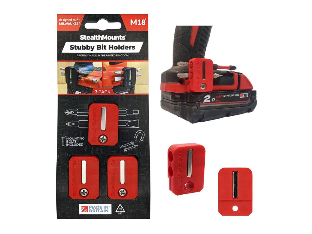 Stubby Bit Holder for Milwaukee M18 3pk Red BH-M18-S-RED