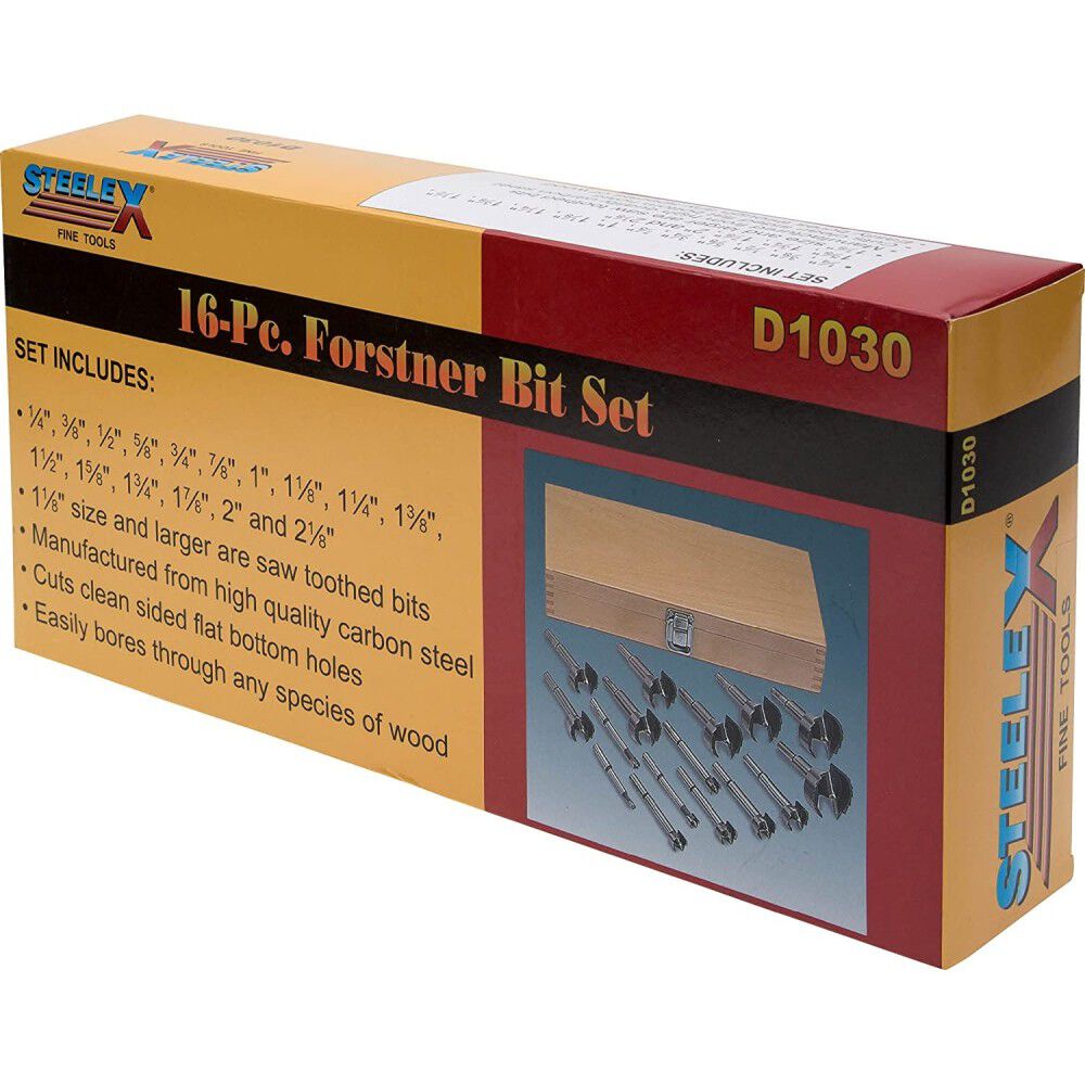 Forstner Bit Set 1/4 to 2-1/8in 16pc D1030