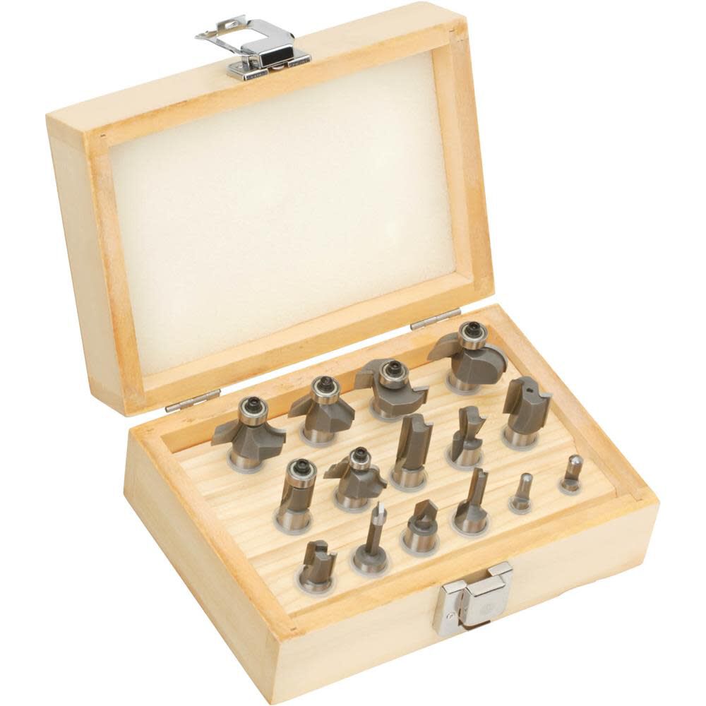 Steelex 1/2 Inch Shank Tungsten Carbide Router Bit Set 15pc D2015